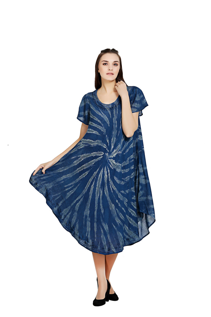 Short Sleeve Tie Dye Dress 19338