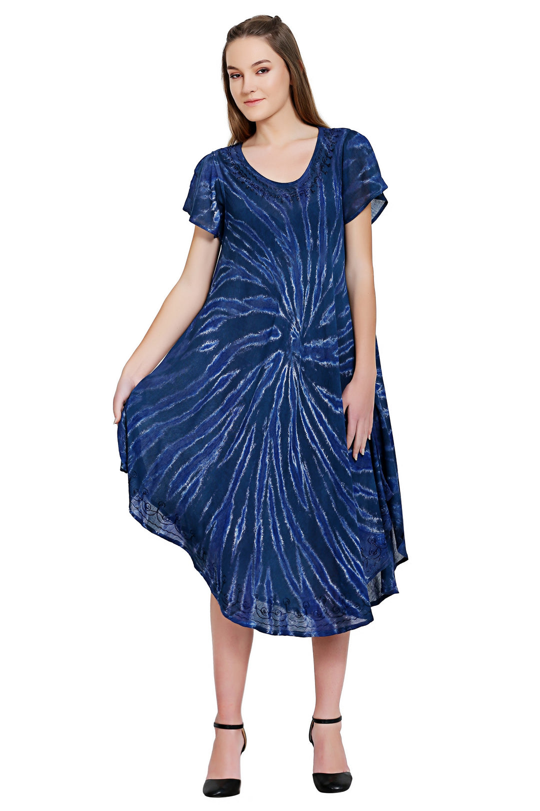 Short Sleeve Tie Dye Dress 19338