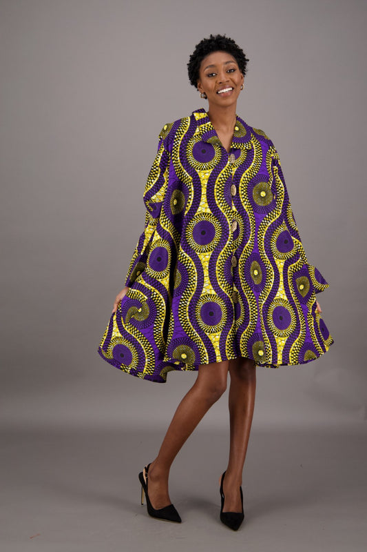 Purple Ankara Swing Dress AD-25040-256