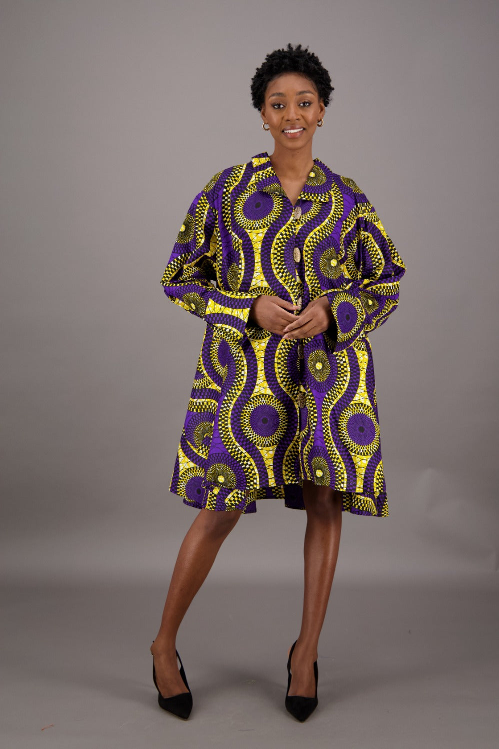 Purple Ankara Swing Dress AD-25040-256