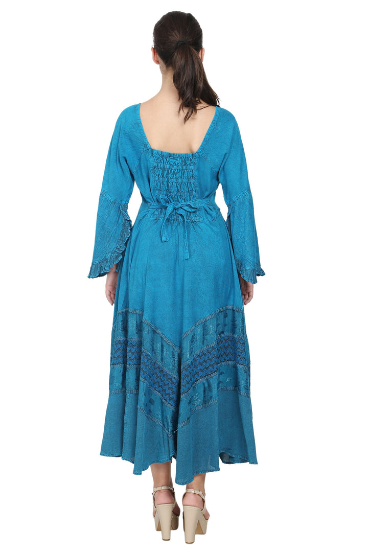 Long Sleeve Acid Wash Corset Dress 15223