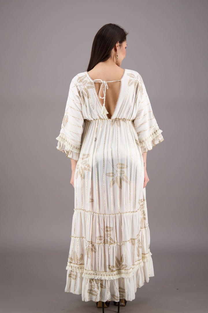 V-Neck Tassel Boho Dress 24904