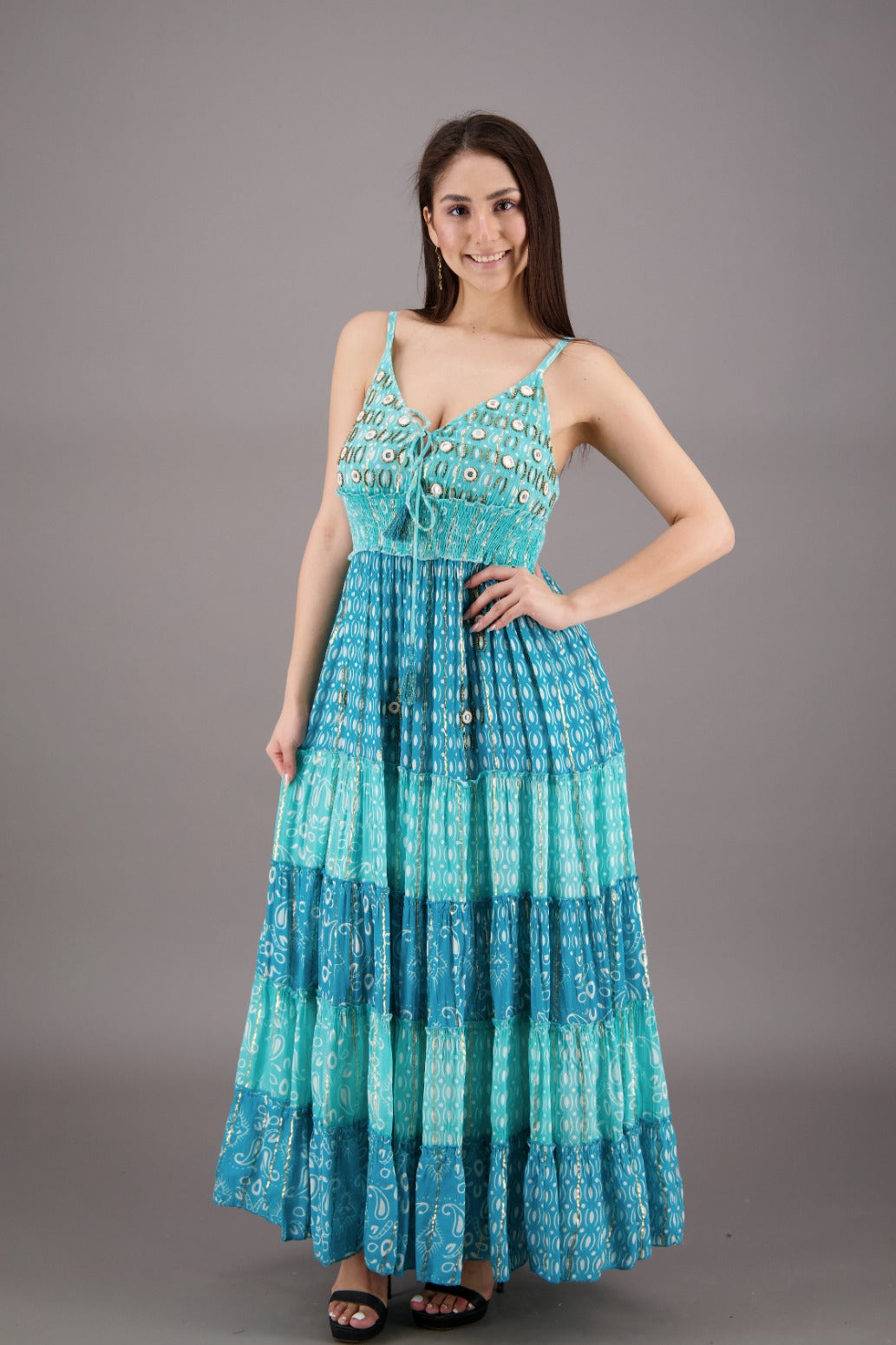 Sequined Boho Maxi Dress 24906