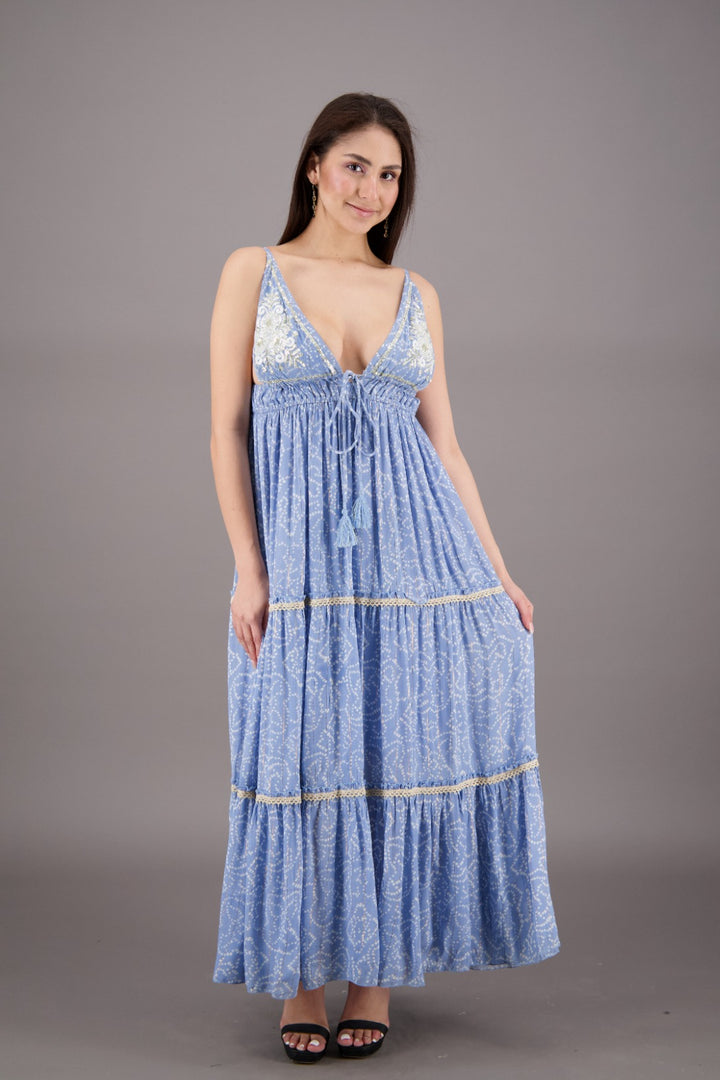 Boho Tiered Lurex Maxi Dress 24907