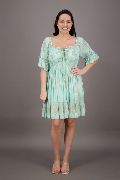 Pastel Paisley Short Sleeve Dress 24942