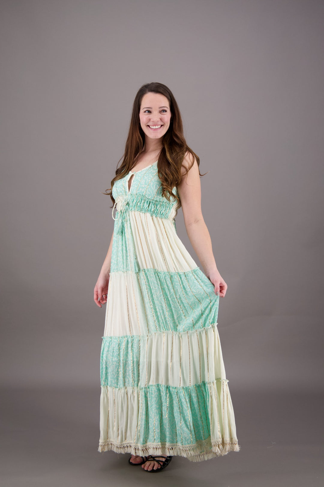 Boho Breeze Fringed Maxi Dress 24901