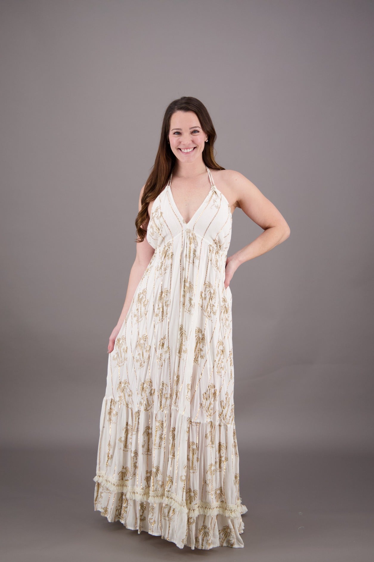 Azure Palm Tree Bohemian Maxi Dress 24910