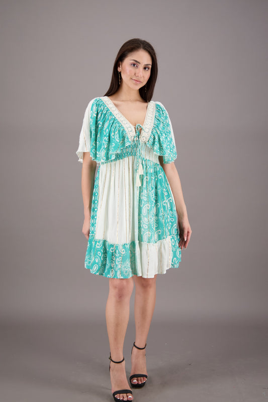 Pastel Flutter Sleeve Middy Dress 24929