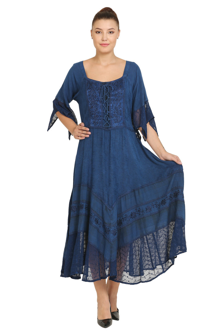 Corset Acid Wash Maxi Dress 15224