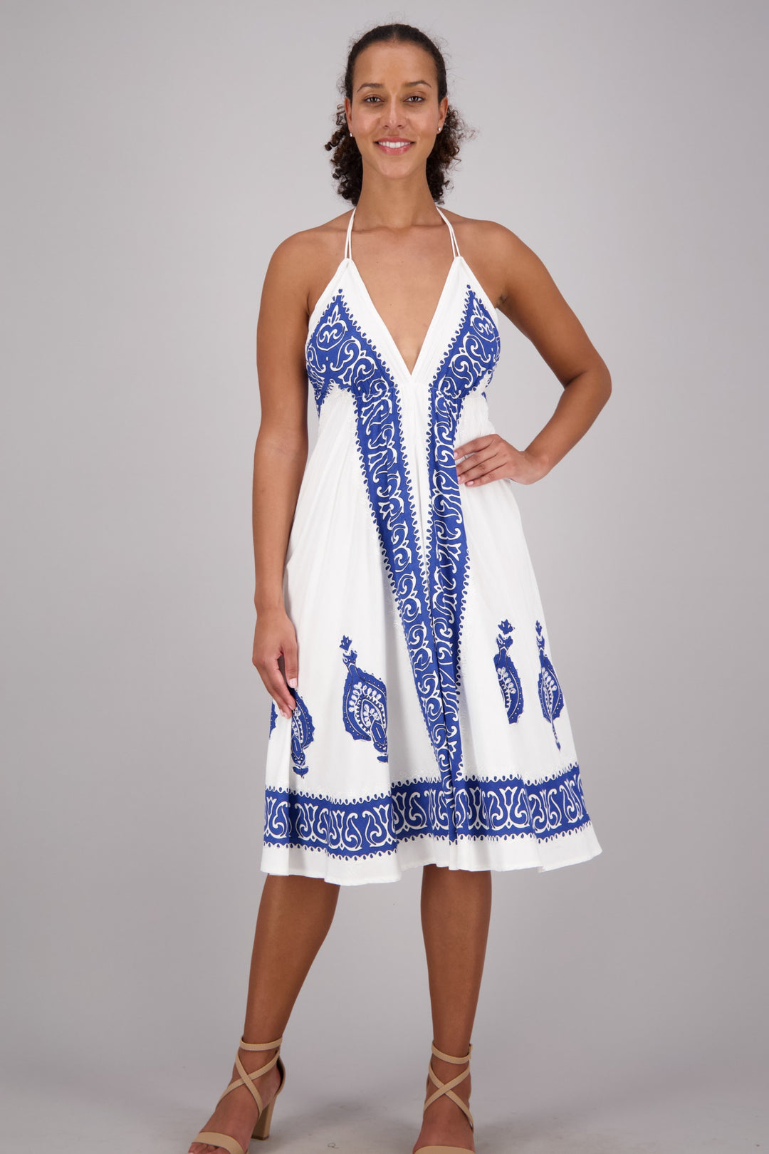 Batik Block Print Halter Dress 1967