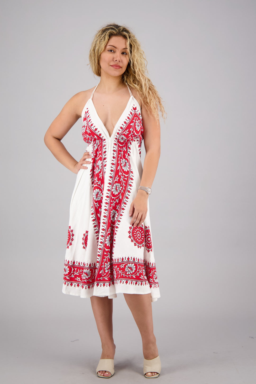 Batik Block Print Halter Dress 1967