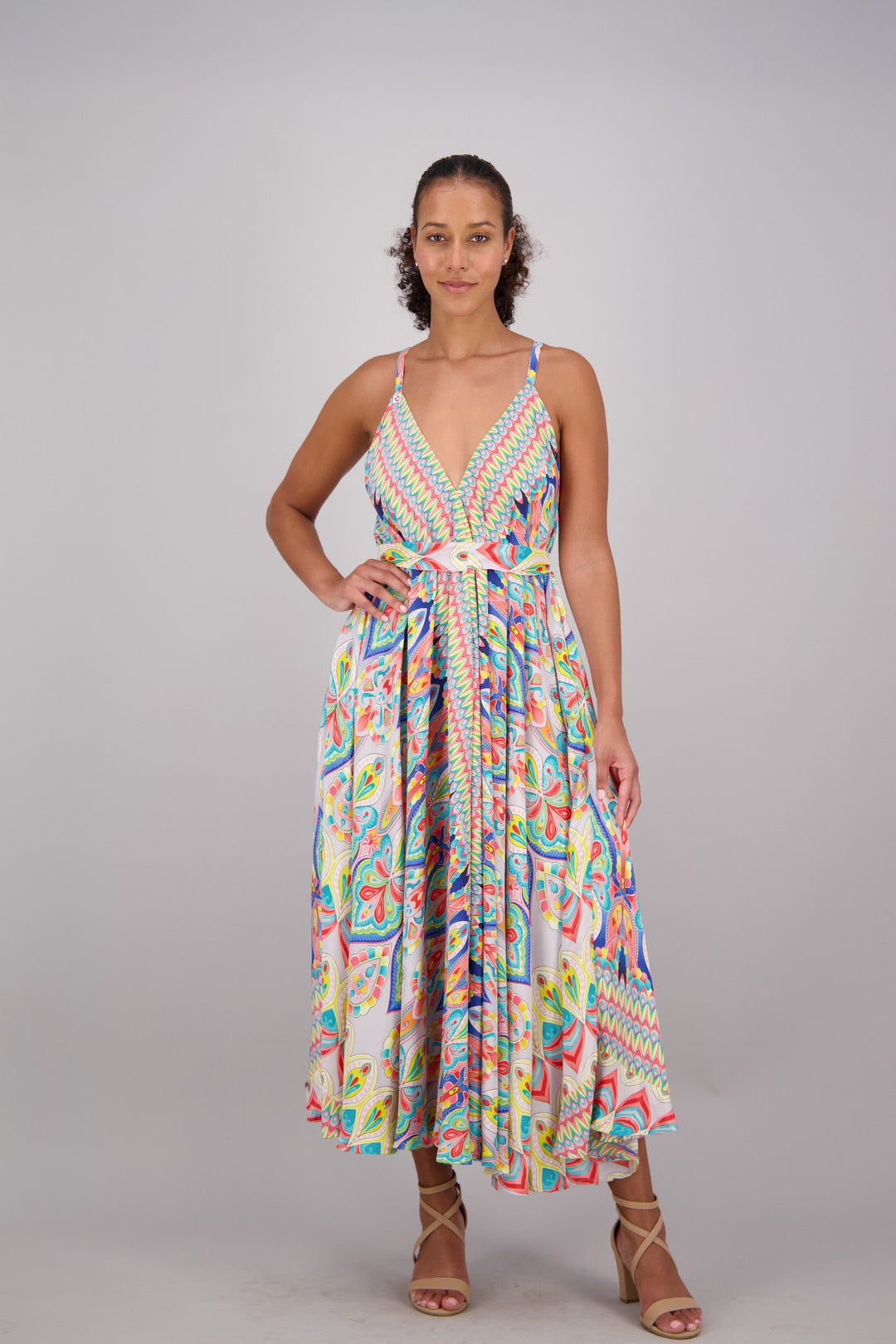 Kaleidoscope Print Silk Maxi Dress AB16071