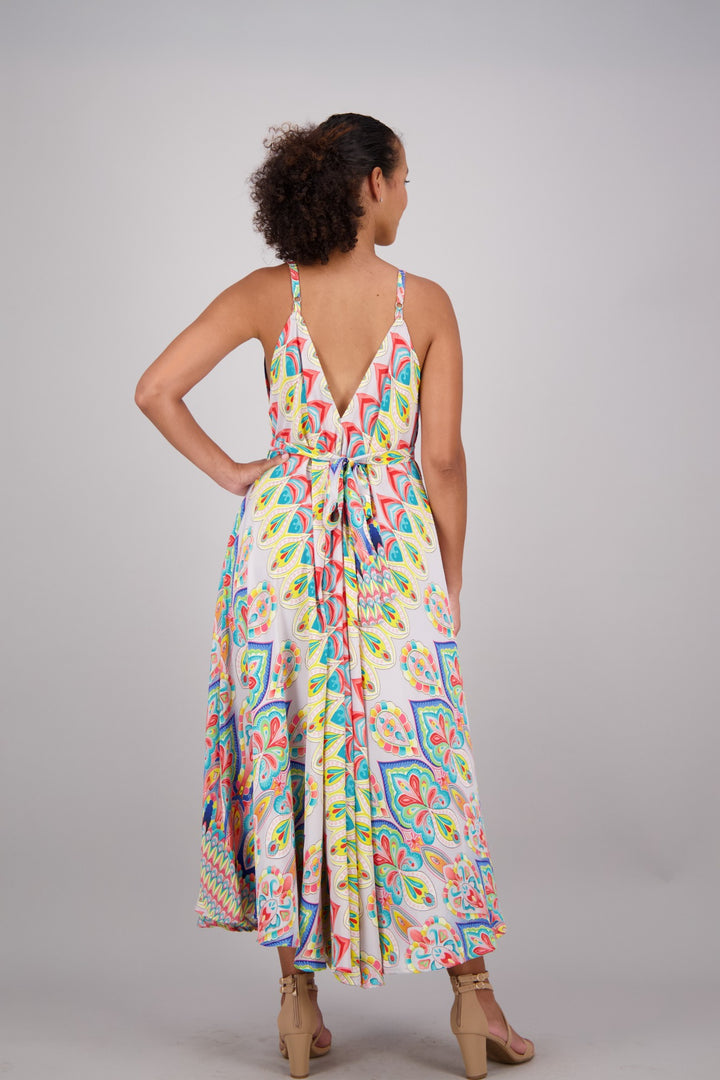 Kaleidoscope Print Silk Maxi Dress AB16071