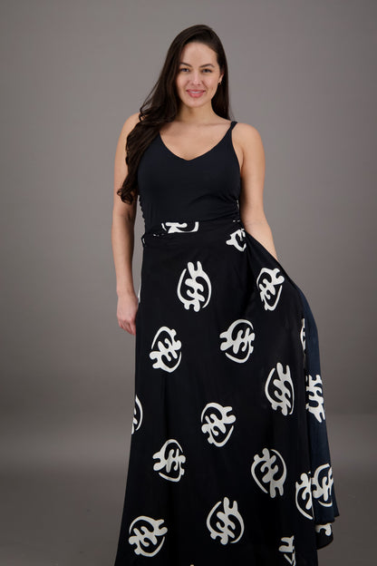 Adinkra Block Print Wrap Skirt 24785