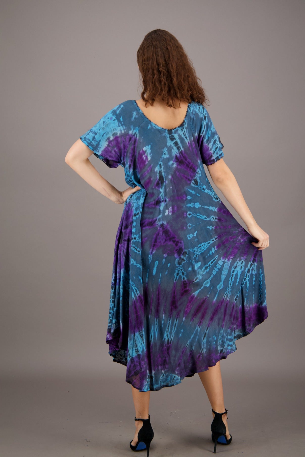 Retro Tie Dye Cap Sleeve Dress 24682