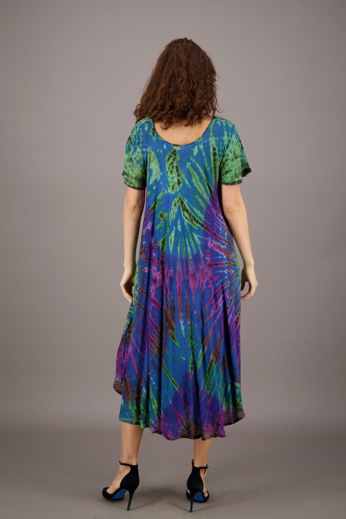 Retro Tie Dye Cap Sleeve Dress 24682