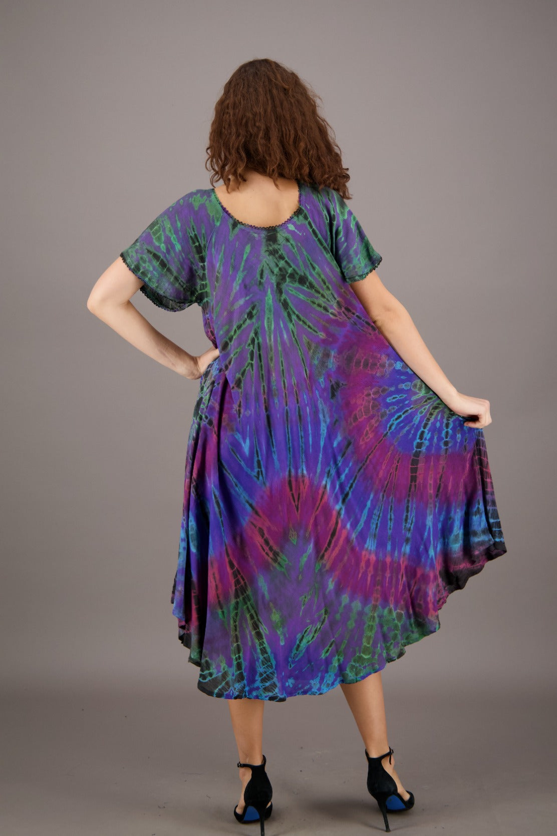 Retro Tie Dye Cap Sleeve Dress 24682