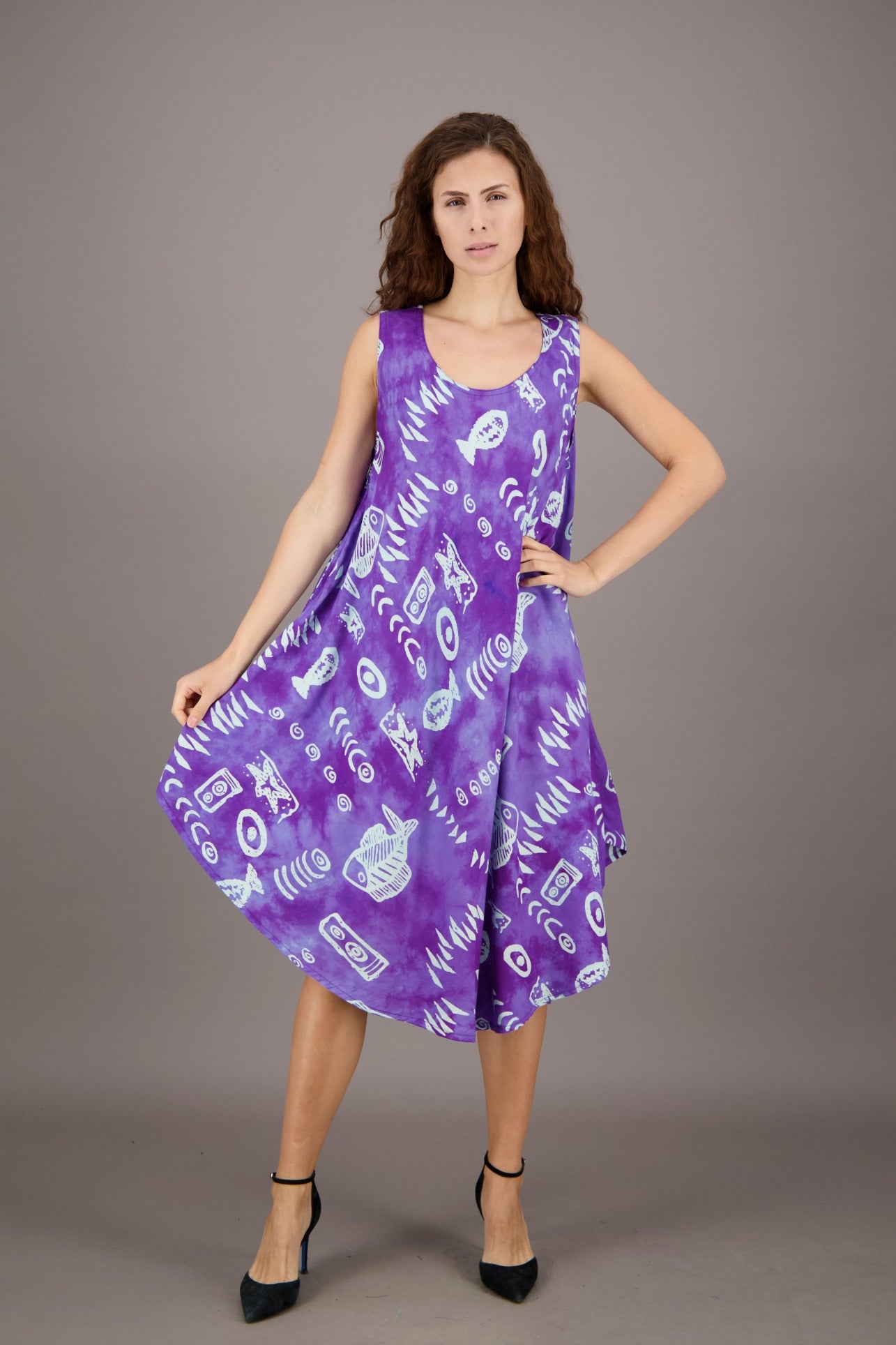 Fish Print Beach Dress Rayon 17146