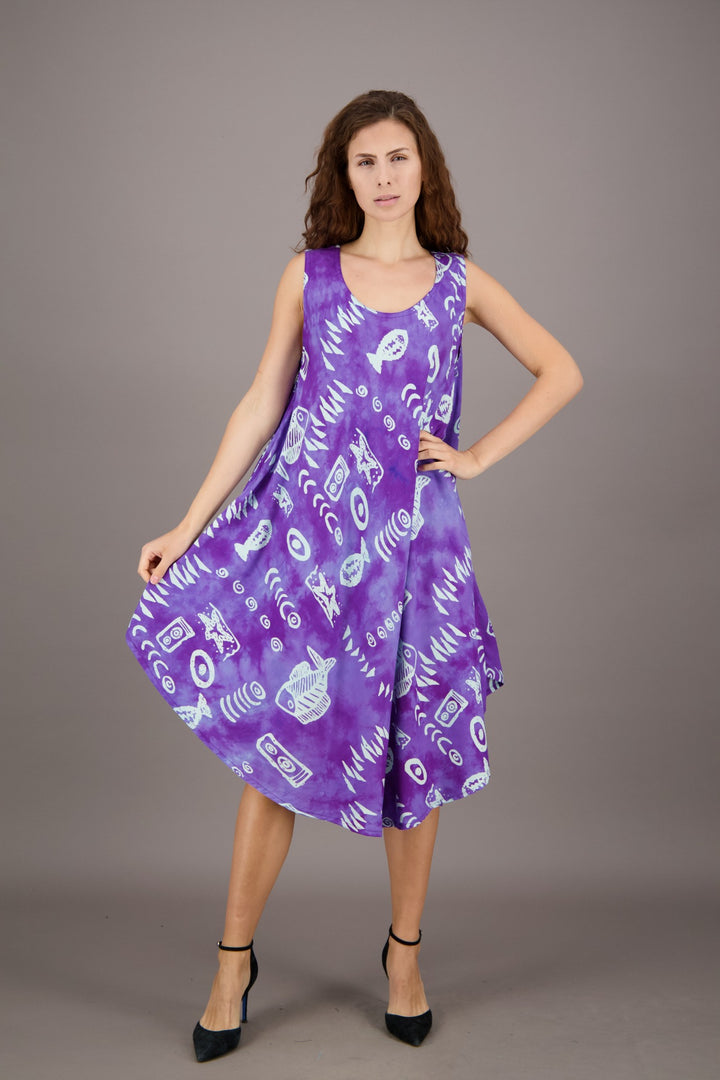 Fish Print Beach Dress Rayon 17146