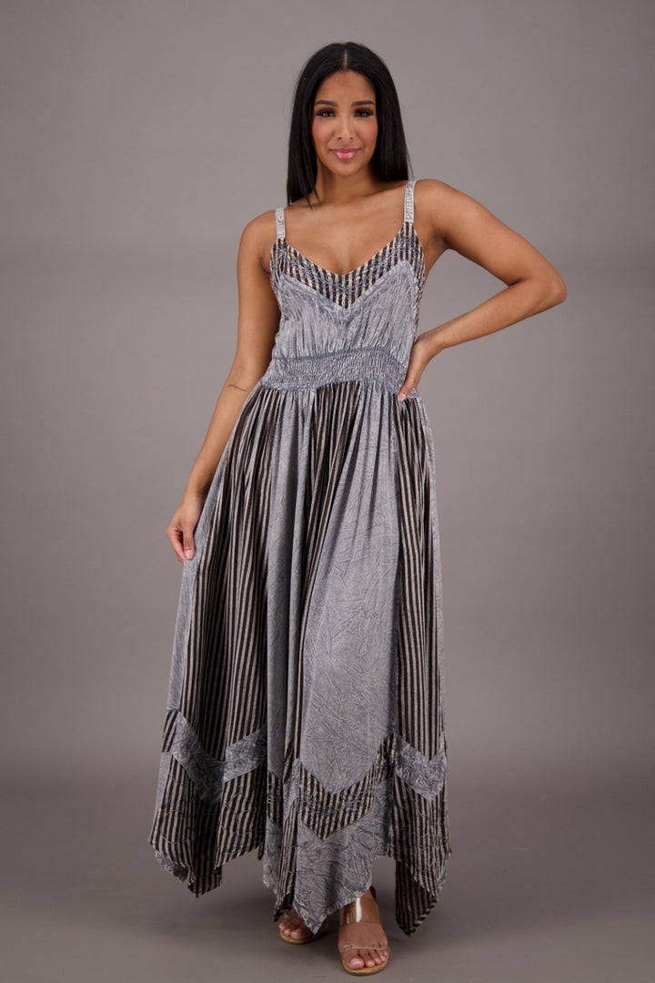 Regal Flair Acid Wash Maxi Dress ADL-24339