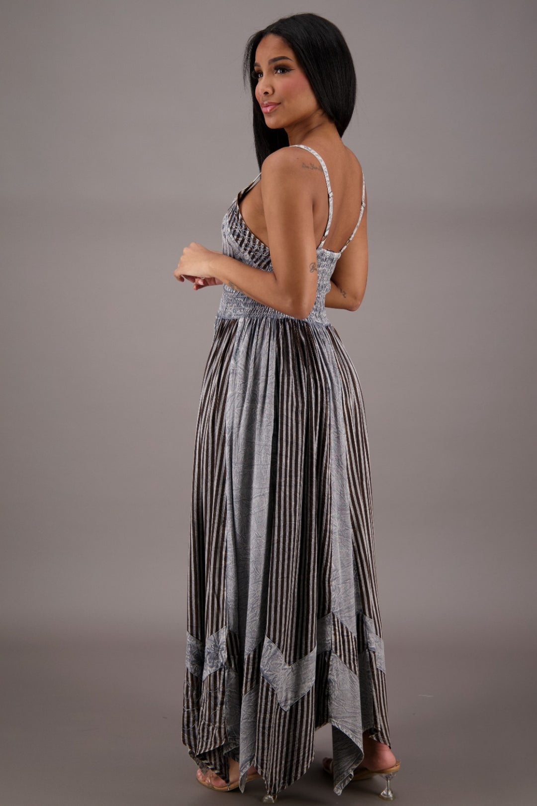 Regal Flair Acid Wash Maxi Dress ADL-24339