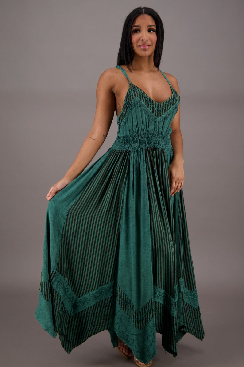 Regal Flair Acid Wash Maxi Dress ADL-24339