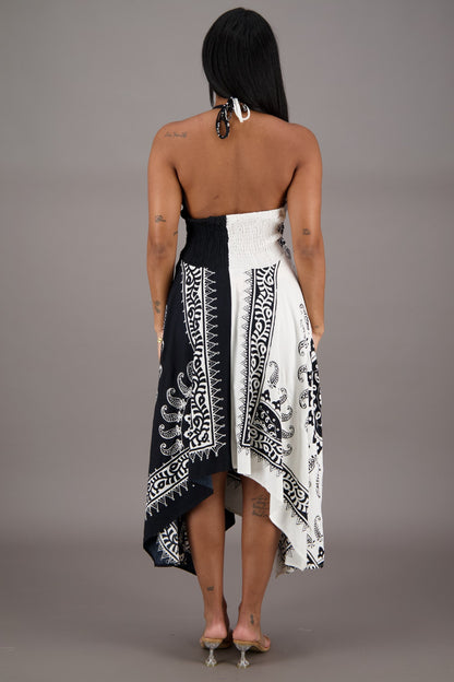 Black + White Batik Scarf Dress 1927