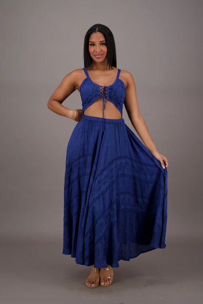 Bohemian Renaissance Cut-Out Maxi Dress ADL-24337