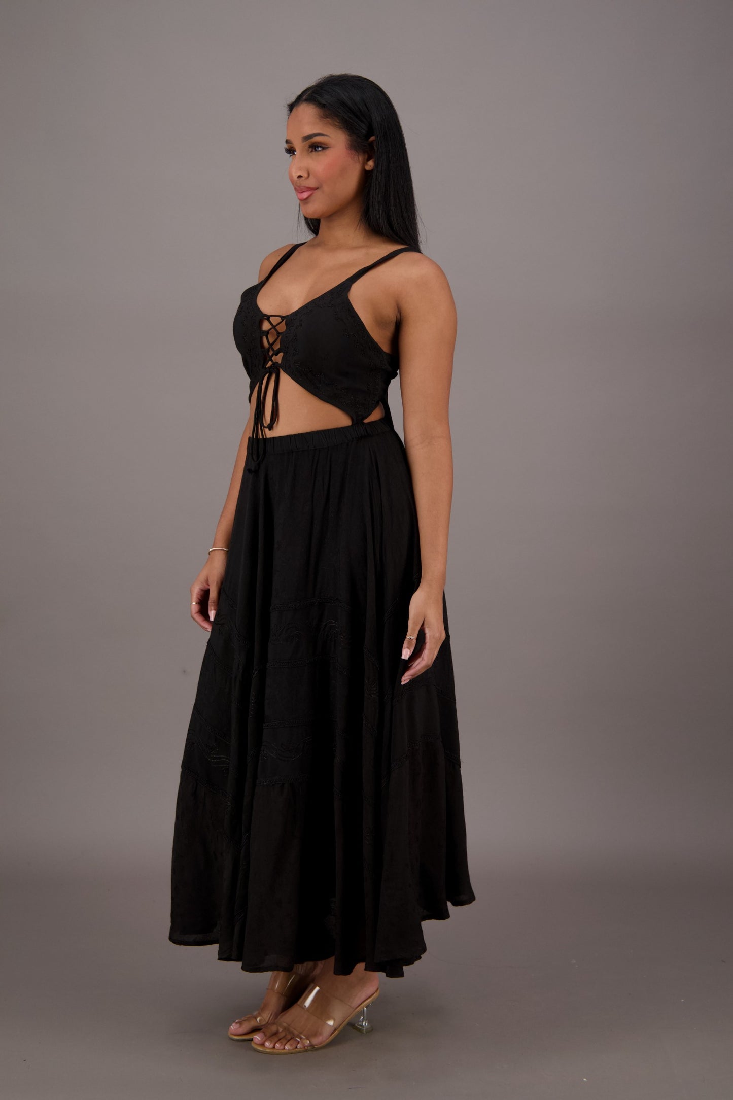 Bohemian Renaissance Cut-Out Maxi Dress ADL-24337