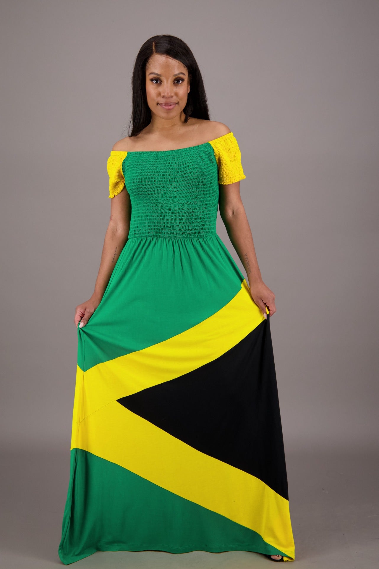 Reggae Harmony Jamaican Maxi Dress J-488