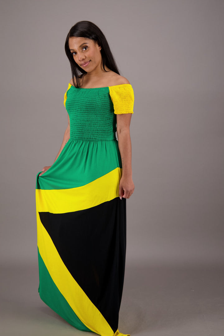 Reggae Harmony Jamaican Maxi Dress J-488
