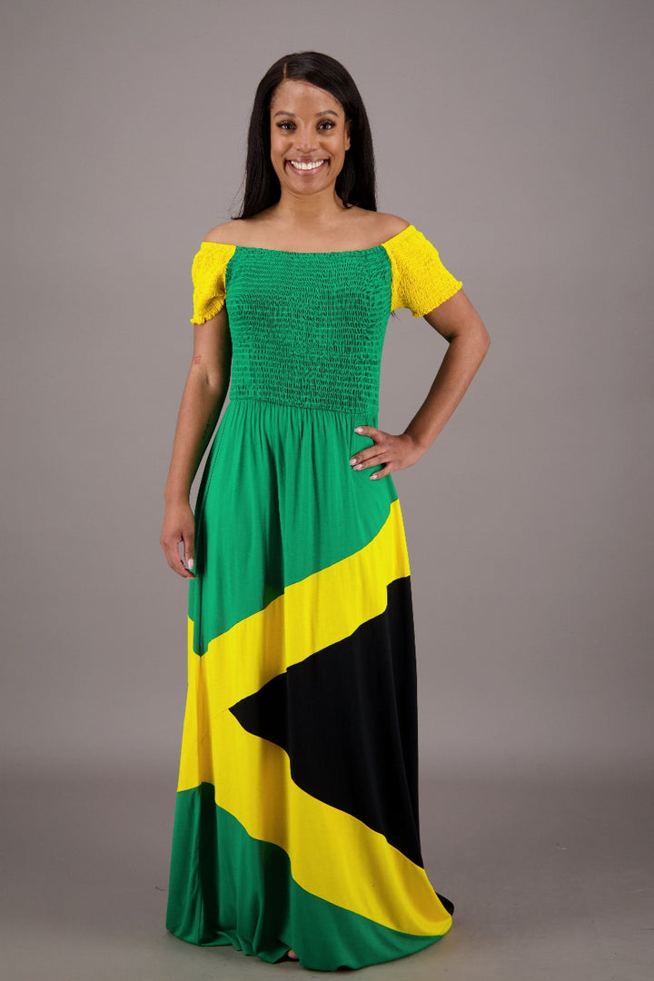 Reggae Harmony Jamaican Maxi Dress J-488