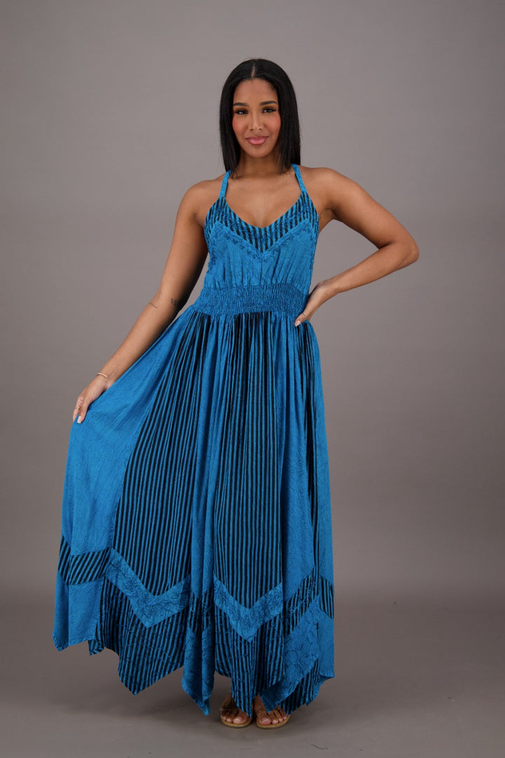 Regal Flair Acid Wash Maxi Dress ADL-24339