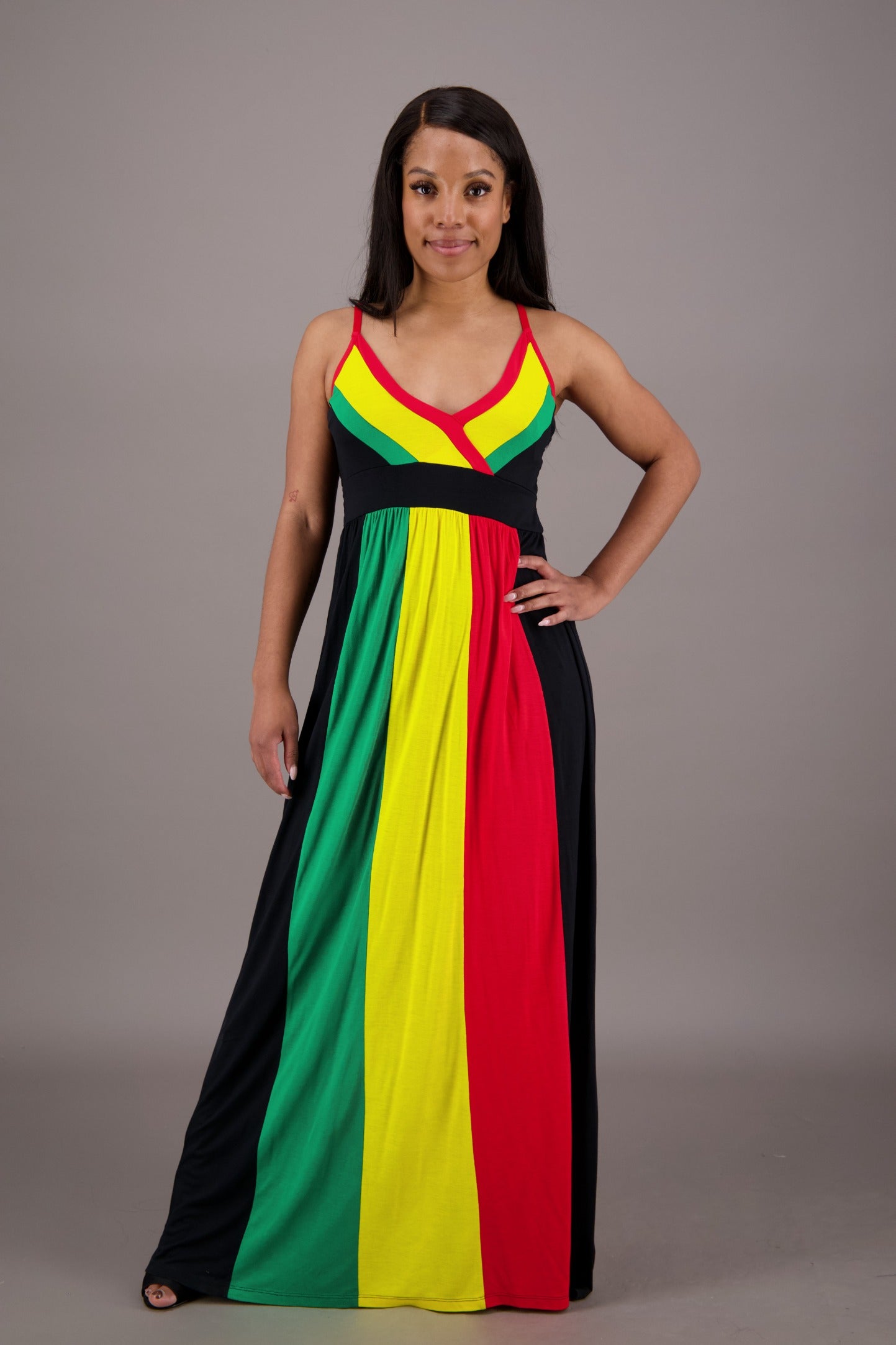 Reggae Radiance Rasta Maxi Dress R-490