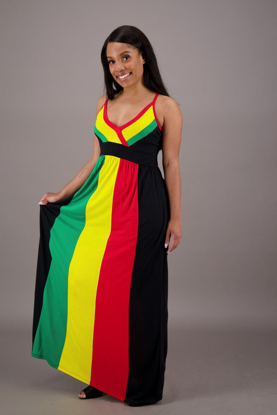 Reggae Radiance Rasta Maxi Dress R-490