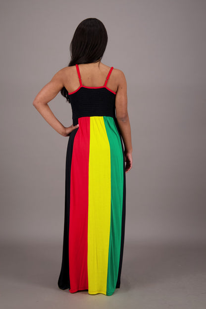 Reggae Radiance Rasta Maxi Dress R-490