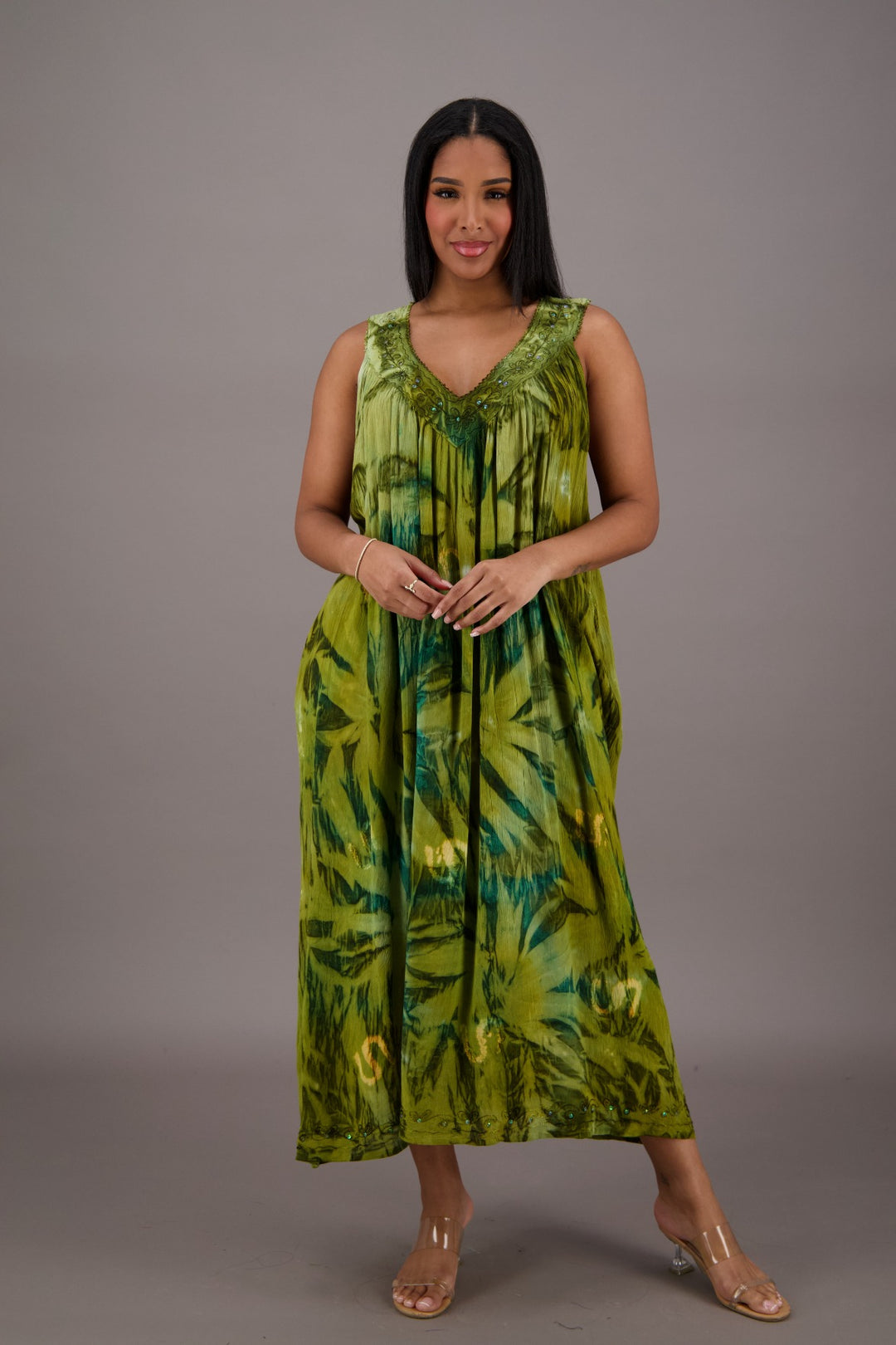 Palm Tree Tie Dye Beach Dress 24326