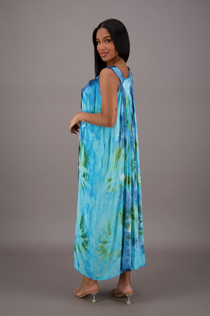 Palm Tree Tie Dye Beach Dress 24326