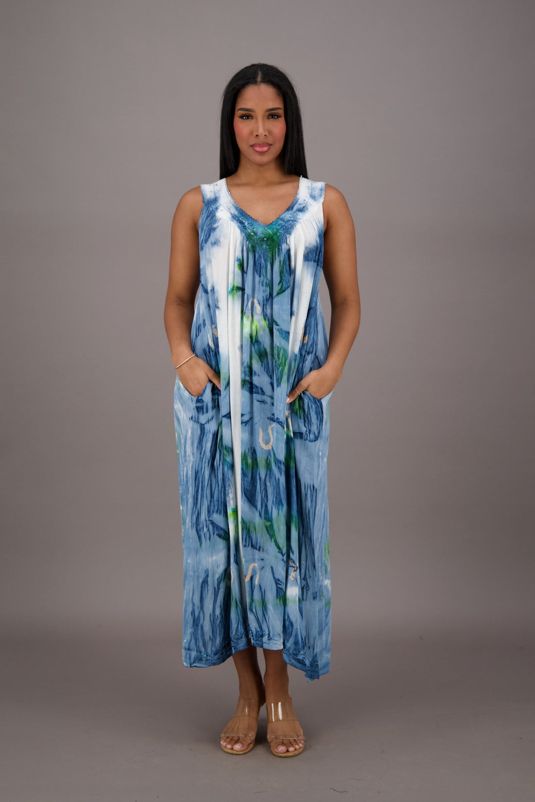 Palm Tree Tie Dye Beach Dress 24326