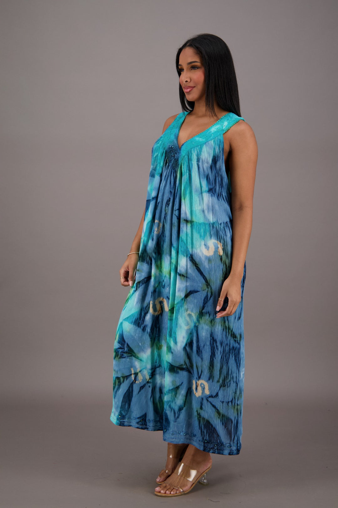 Palm Tree Tie Dye Beach Dress 24326