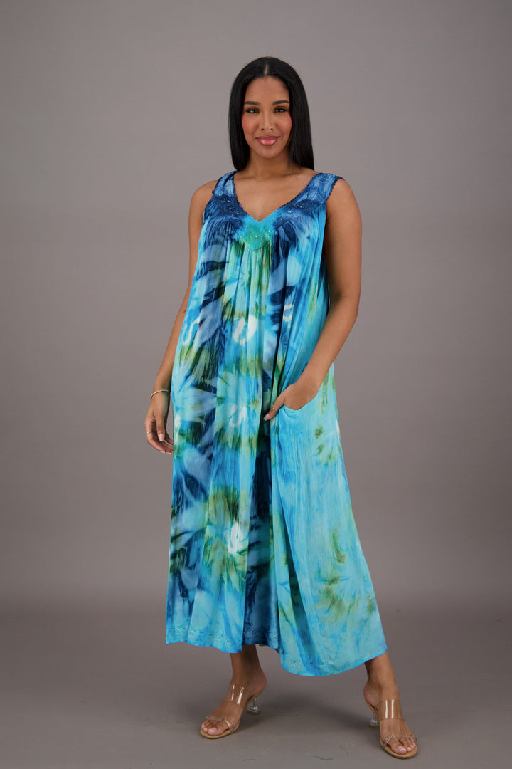 Palm Tree Tie Dye Beach Dress 24326