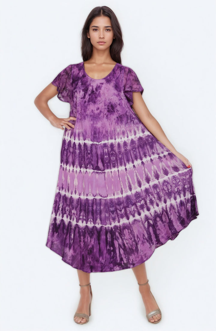 Dual Tone Tie Dye Trapeze Dress UDS52-2436