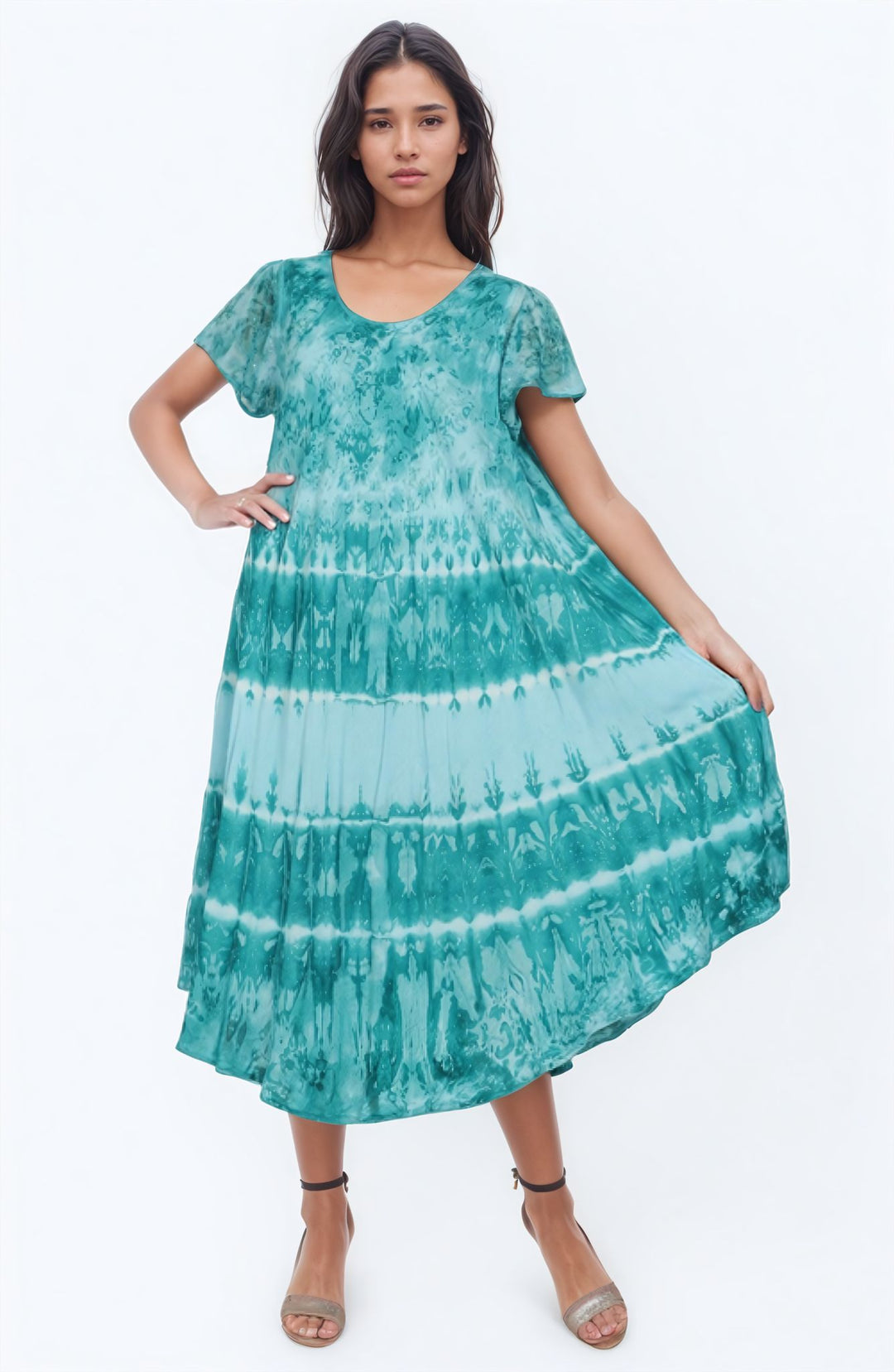 Dual Tone Tie Dye Trapeze Dress UDS52-2436