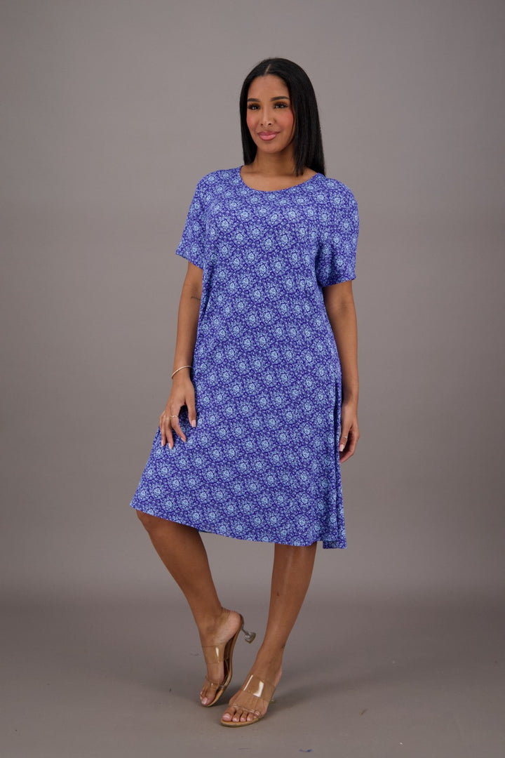 Bamboo Cap Sleeve Printed Dress BAM-24607