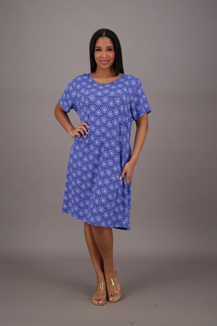 Bamboo Cap Sleeve Printed Dress BAM-24607