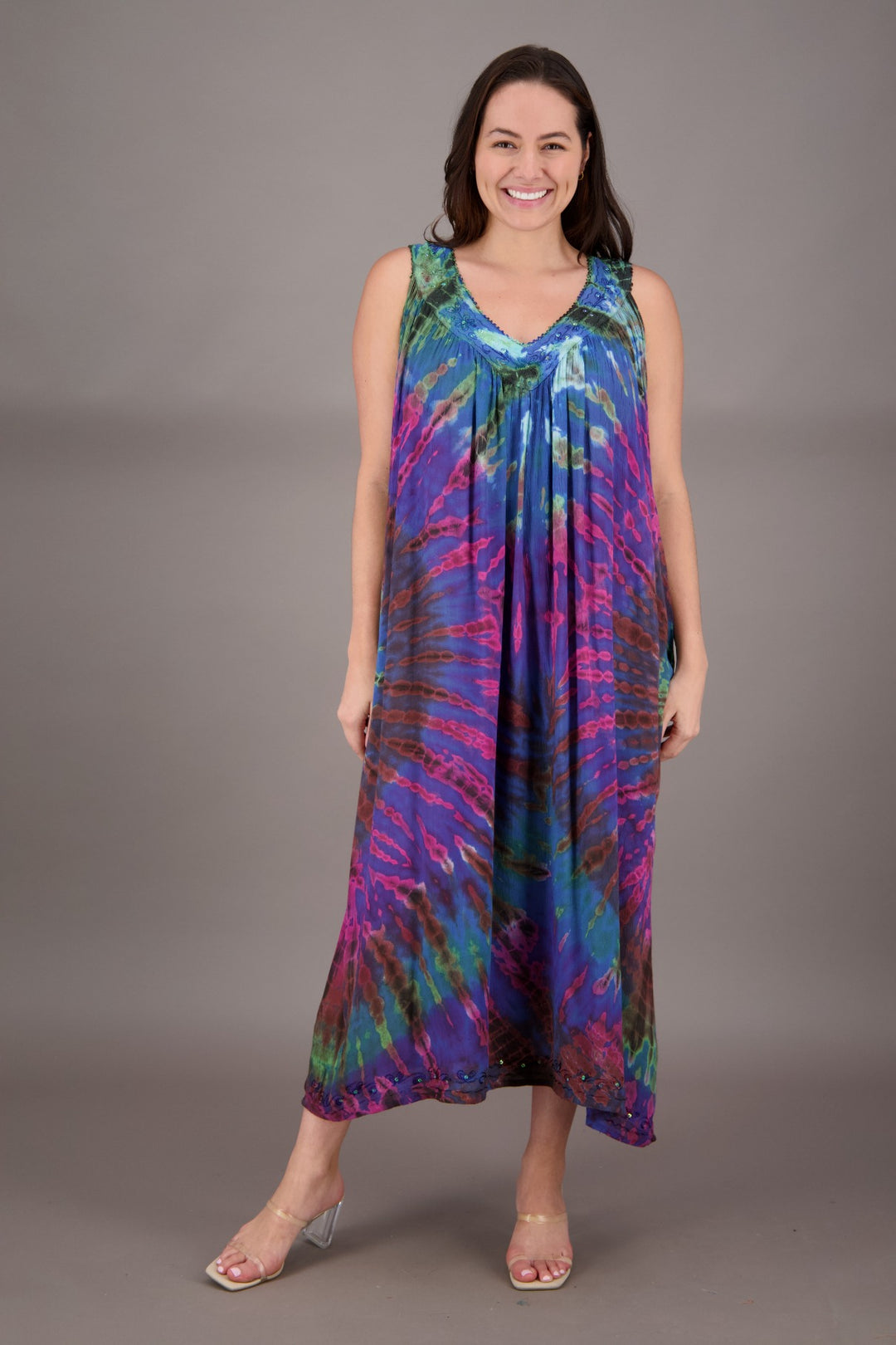 V-Neck Tie Dye Dress 24325