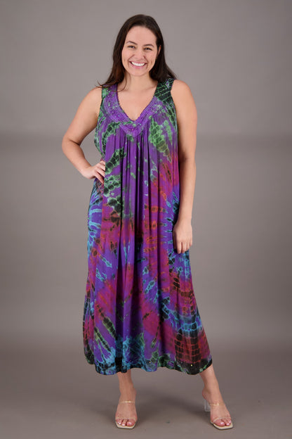 V-Neck Tie Dye Dress 24325