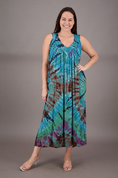 V-Neck Tie Dye Dress 24325