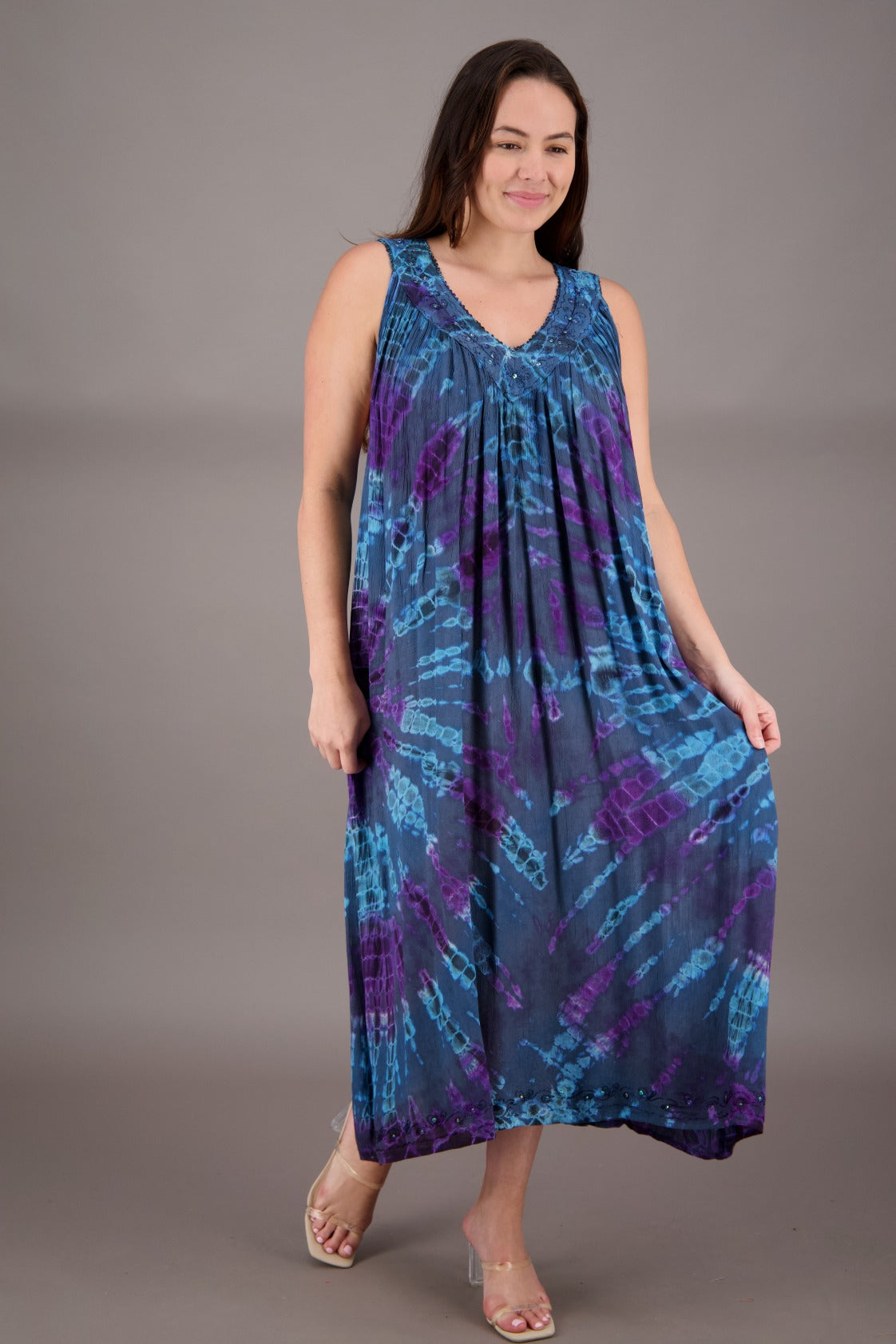 V-Neck Tie Dye Dress 24325