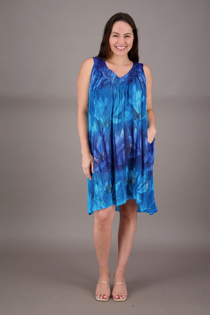 Butterfly Tie Dye V-Neck Dress 24427